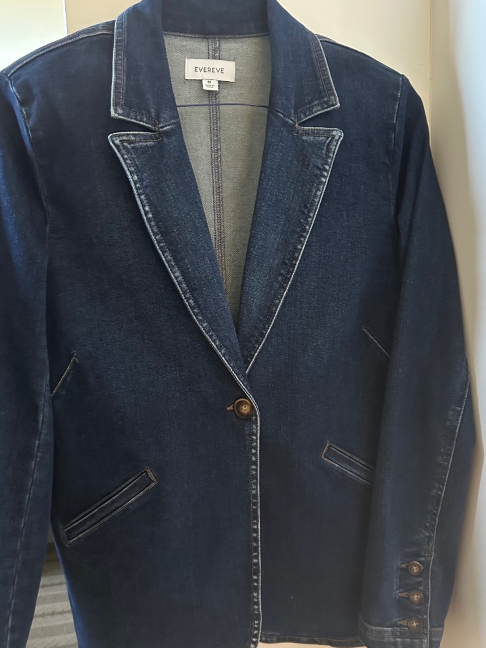 Evereve Dark Blue Denim Blazer Jacket